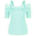 Summer Top T Shirt Women Fashion Solid Casual Short Sleeve Lace Off Shoulder Tops Tshirt Women Camisetas Verano Mujer 2019