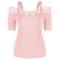 Summer Top T Shirt Women Fashion Solid Casual Short Sleeve Lace Off Shoulder Tops Tshirt Women Camisetas Verano Mujer 2019