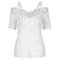 Summer Top T Shirt Women Fashion Solid Casual Short Sleeve Lace Off Shoulder Tops Tshirt Women Camisetas Verano Mujer 2019