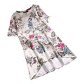 Feitong Women Dress Elegant O-Neck Casual Floral Printed Short Sleeve Irregularity Vintage Party Dresses Female Vestidos