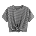 T Shirt Women Ladies Stripe Short T-Shirt Short Sleeve O Neck Casual Tops Summer Tee Shirt Femme Camisetas Verano Mujer 2019