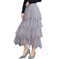 Feitong Women Skirts Comfortable Tulle High Waist Pleated Tutu Ladies Midi Skirt Elegant Women Clothing Causal Female Skirt
