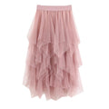 Feitong Women Skirts Comfortable Tulle High Waist Pleated Tutu Ladies Midi Skirt Elegant Women Clothing Causal Female Skirt