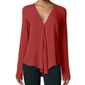 Feitong Women Chiffon Blouses Ladies Irregular V Neck Long Sleeve Spring Summer Shirt Casual Tops Blusas Femininas Plus Size
