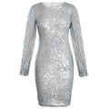 Women's Autumn Spring Dresses Robe Sexy Slim Dress Solid Sequined Stitching Shining Club Sheath Long Sleeve Elegant Mini Dress