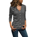 Women Clothing Blouses Women Shirts Casual Solid Button Up V-Neck Long Sleeve Pullover Casual Loose Shirt Womens Tops Blouses