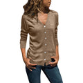 Women Clothing Blouses Women Shirts Casual Solid Button Up V-Neck Long Sleeve Pullover Casual Loose Shirt Womens Tops Blouses