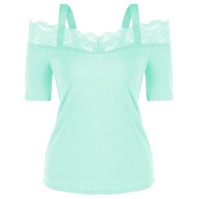 Summer Top T Shirt Women Fashion Solid Casual Short Sleeve Lace Off Shoulder Tops Tshirt Women Camisetas Verano Mujer 2019