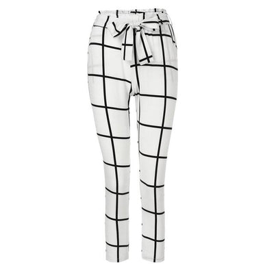 Feitong Women Elastic Waist Casual Pants Bandage High Waist lattice Pencil Pants Slim Fit Trousers Streetwear Pantalon Femme