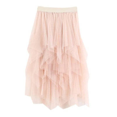 Feitong Women Skirts Comfortable Tulle High Waist Pleated Tutu Ladies Midi Skirt Elegant Women Clothing Causal Female Skirt