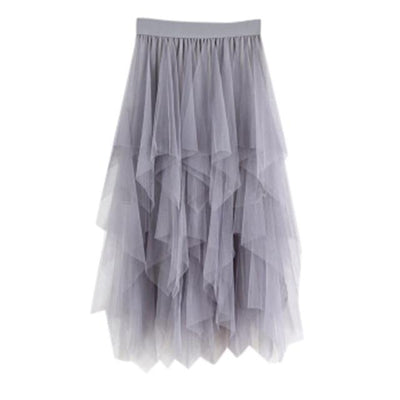 Feitong Women Skirts Comfortable Tulle High Waist Pleated Tutu Ladies Midi Skirt Elegant Women Clothing Causal Female Skirt