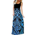 Summer Dress Women Casual Sleeveless O-neck Print Tank Party Long Dresses Plus Size Maxi Dress Sukienki Vestidos Robe Femme