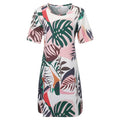 Summer Dress Fashion Women Sexy Leaves Print Short Sleeve O-Neck Loose Dresses Plus Size Dress Party Dress Sukienki Vestidos
