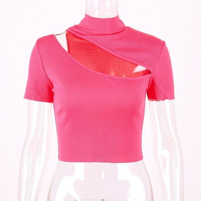 Summer Sexy T Shirt Women Ladies Hollow Casual Short Sleeve Short Tshirt Tops Tee Shirt Femme Streetwear Camisetas Verano Mujer