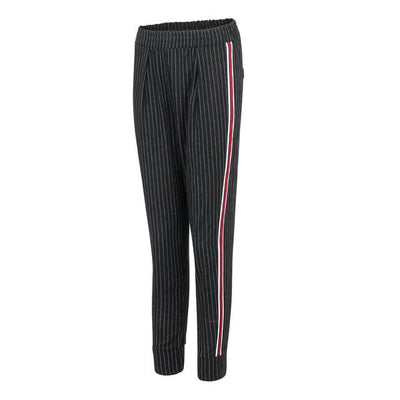 Feitong Women Fashion Stripe Lattice Casual Pants Ladies Slim Fit Full Length Trouser Trousers Streetwear Pantalones Mujer