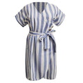 Women Dress Sexy Stripe Button Short Sleeve Casual Party Dress Beach Bodycon Summer Dress With Belt Robe Femme Elbise Vestidos