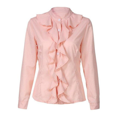 Feitong Women Blouses Long Sleeve Ruffle Front Shirt Ladies Office Female Fashion Shirts Casual Blouses Top Clothing Blusas