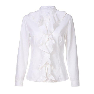 Feitong Women Blouses Long Sleeve Ruffle Front Shirt Ladies Office Female Fashion Shirts Casual Blouses Top Clothing Blusas
