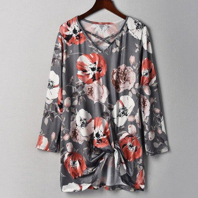 Feitong Fashion Women Blouses Flower Print Tee Shirt Ladies Loose Long Sleeve Blouse Spring Shirts Casual Tops Blusas Femininas