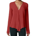 Feitong Women Chiffon Blouses Ladies Irregular V Neck Long Sleeve Spring Summer Shirt Casual Tops Blusas Femininas Plus Size