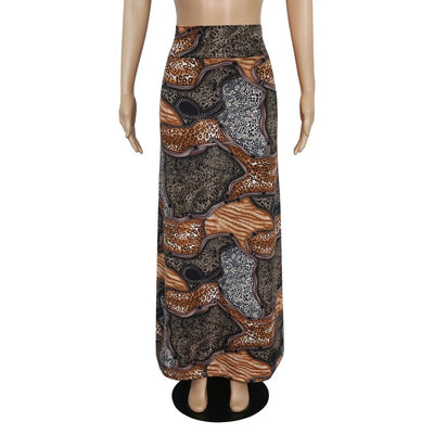 Women Summer Skirt High Waist Geometric Stitching Print Bodycon Long Skirt Maxi Skirts Womens Jupe Femme Faldas Mujer Moda 2019