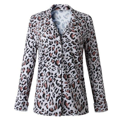Fashion Women Blouse Casual Leopard Printing Button Autumn Long Sleeve Shirt Tops Blouse Women Shirt Loose Blusas Femme Clothing