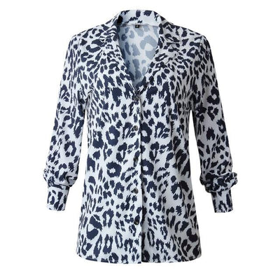 Fashion Women Blouse Casual Leopard Printing Button Autumn Long Sleeve Shirt Tops Blouse Women Shirt Loose Blusas Femme Clothing