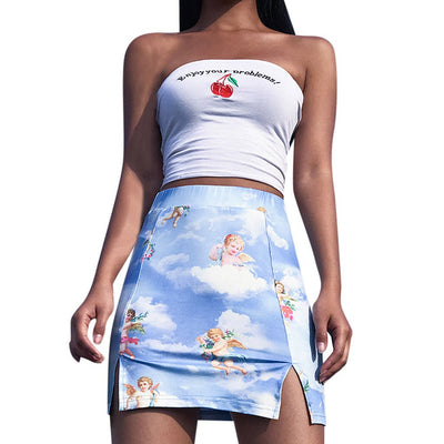 Feitong Women Skirts Fashion Print Mini Pencil Skirt Hip Bodycon Slim Sexy Short Skirt Party Casual Skirts Summer Jupe Femme