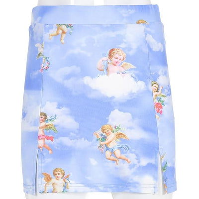 Feitong Women Skirts Fashion Print Mini Pencil Skirt Hip Bodycon Slim Sexy Short Skirt Party Casual Skirts Summer Jupe Femme